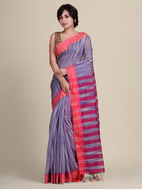 

Charukriti Blue & Red Woven Design Pure Cotton Khadi Saree