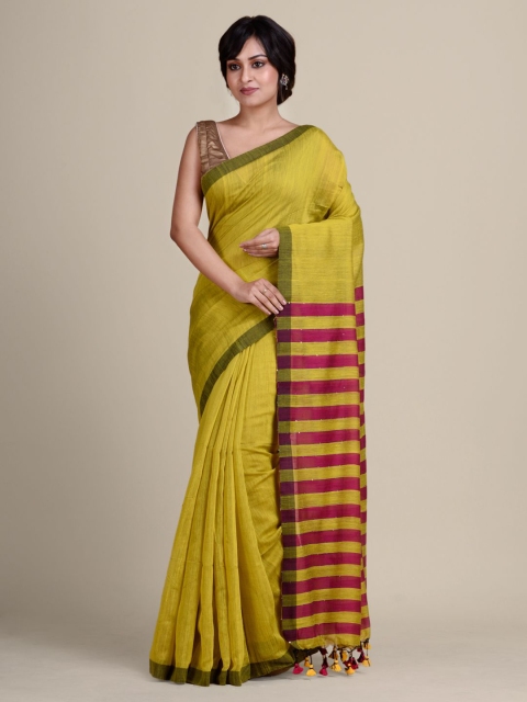 

Charukriti Yellow & Magenta Pure Cotton Khadi Saree