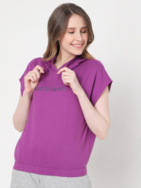 

Vero Moda Women Purple Typography Printed T-shirt