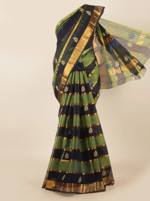 

Pothys Green & Black Woven Design Pure Cotton Saree