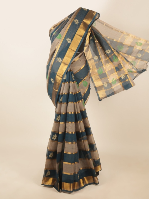 

Pothys Blue & Gold-Toned Woven Design Pure Cotton Saree