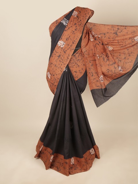 

Pothys Black & Brown Batik Print Pure Cotton Saree