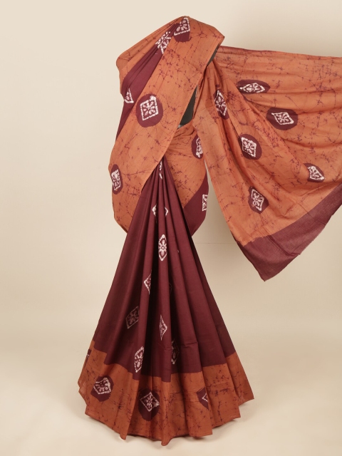 

Pothys Brown & Orange Ethnic Motifs Pure Cotton Saree