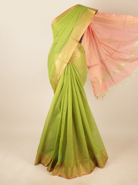 

Pothys Green & Pink Zari Silk Cotton Saree