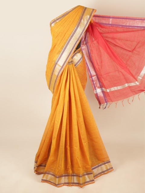 

Pothys Mustard & Red Silk Cotton Saree