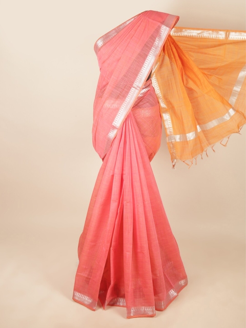 

Pothys Pink & Orange Zari Silk Cotton Saree