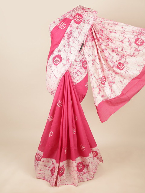 

Pothys Pink & White Batik Pure Cotton Saree