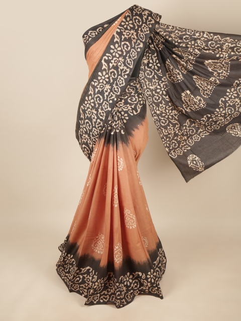 

Pothys Nude-Coloured & Black Ethnic Motifs Pure Cotton Saree