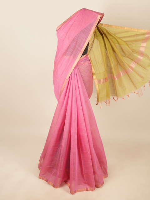 

Pothys Pink & Green Zari Silk Cotton Saree
