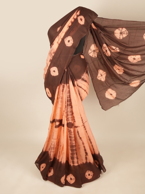 

Pothys Peach-Coloured & Brown Pure Cotton Saree