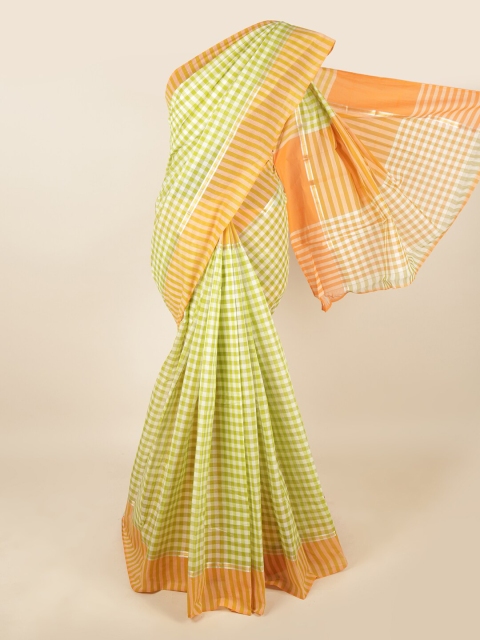 

Pothys Green & Orange Checked Pure Cotton Saree