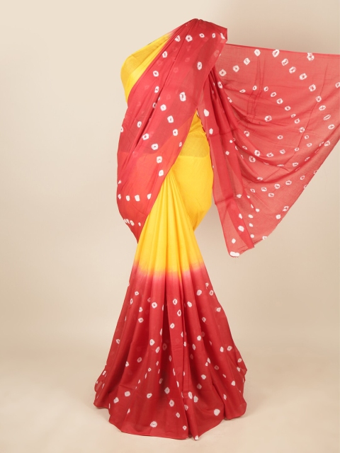 

Pothys Yellow & Red Bandhani Printed Pure Cotton Saree