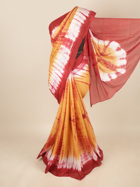 

Pothys Mustard & Red Tie and Dye Pure Cotton Saree