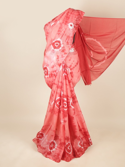 

Pothys Pink & White Tie & Dye Pure Cotton Saree
