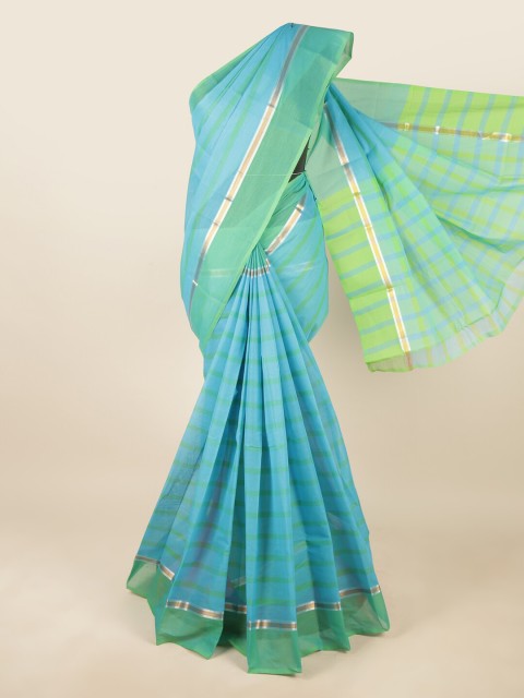

Pothys Blue & Green Striped Pure Cotton Saree