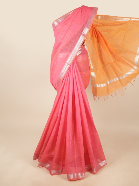 

Pothys Pink & Orange Zari Silk Cotton Saree