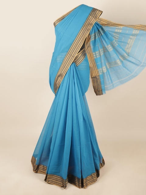 

Pothys Blue & Gold-Toned Pure Cotton Saree