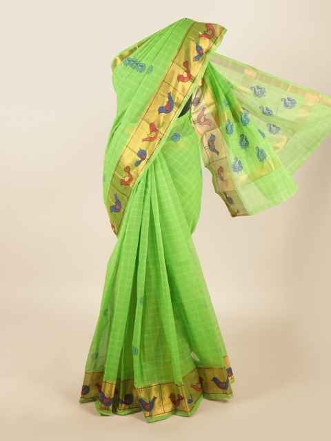 

Pothys Green & Red Woven Design Pure Cotton Saree