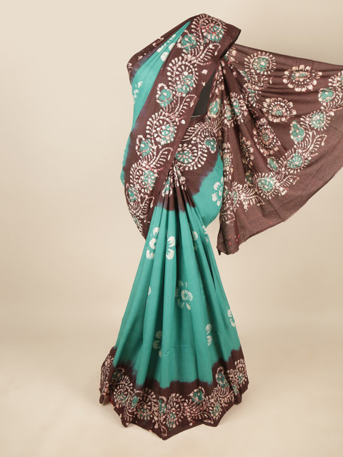 

Pothys Green & Brown Batik Pure Cotton Saree