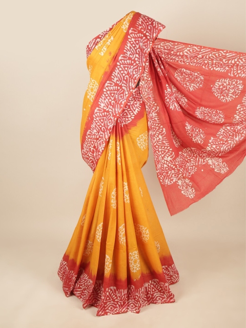 

Pothys Yellow & Red Batik Pure Cotton Saree