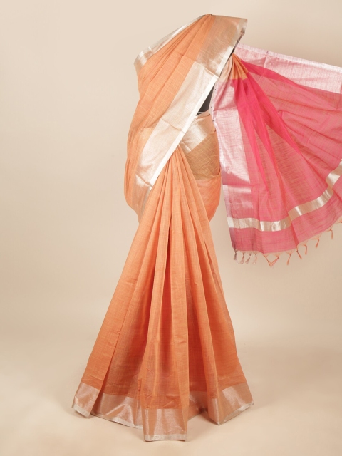 

Pothys Peach-Coloured & Pink Silk Cotton Saree