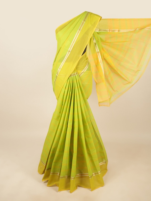 

Pothys Green & Yellow Striped Pure Cotton Saree