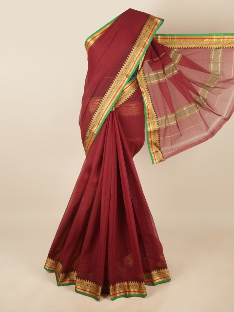 

Pothys Maroon & Green Zari Pure Cotton Saree