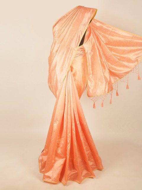 

Pothys Peach-Coloured & Yellow Floral Art Silk Saree