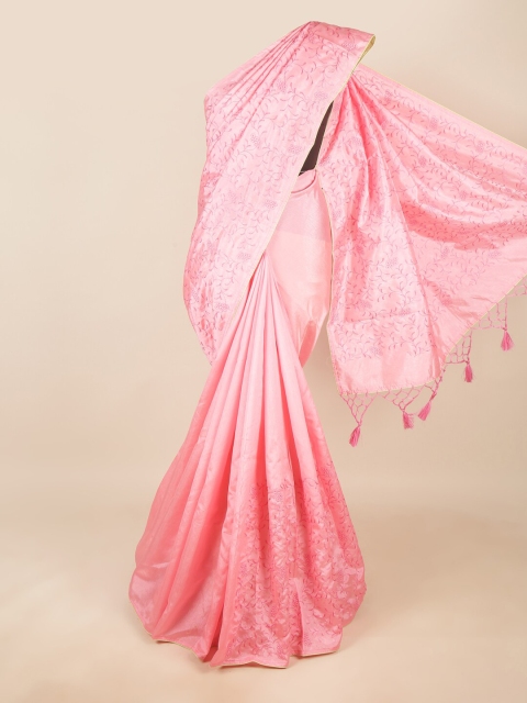 

Pothys Pink Floral Embroidered Art Silk Saree