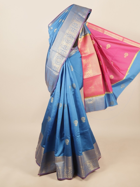 

Pothys Blue & Magenta Ethnic Motifs Zari Saree