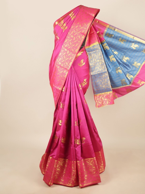 

Pothys Pink & Gold-Toned Floral Zari Saree