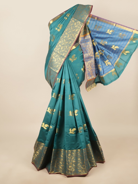 

Pothys Green & Gold-Toned Ethnic Motifs Zari Saree