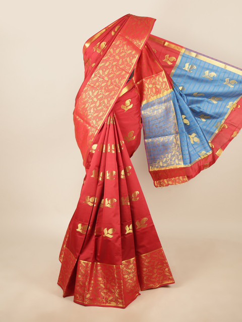 

Pothys Maroon & Blue Woven Design Zari Saree
