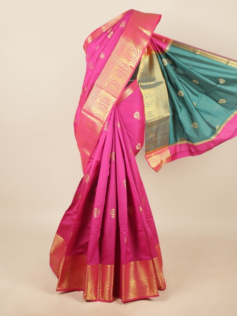 

Pothys Pink & Gold-Toned Floral Zari Saree
