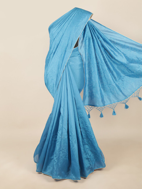 

Pothys Blue Floral Embroidered Art Silk Saree