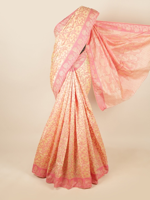 

Pothys Cream-Coloured & Pink Woven Design Saree