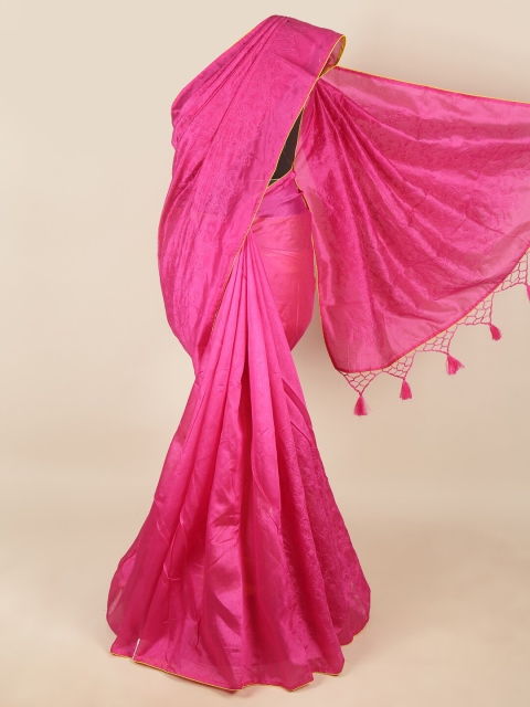 

Pothys Magenta & Yellow Floral Art Silk Saree