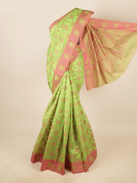 

Pothys Green & Pink Floral Saree