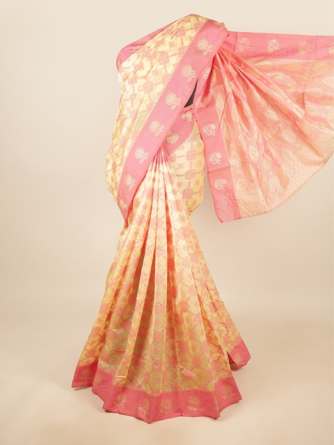 

Pothys Cream-Coloured & Pink Woven Design Saree