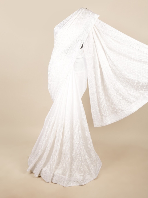 

Pothys White Floral Art Silk Saree