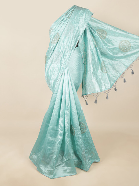 

Pothys Blue & Grey Floral Art Silk Saree