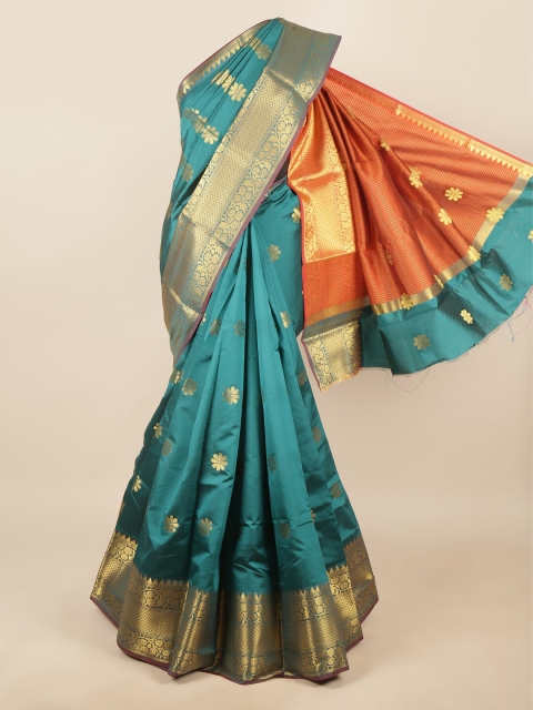 

Pothys Green & Orange Woven Design Zari Saree