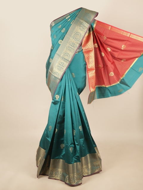 

Pothys Green & Red Woven Design Zari Saree