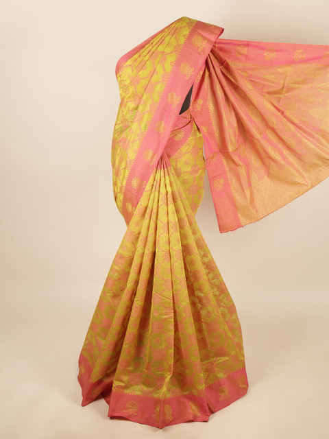 

Pothys Green & Pink Floral Saree