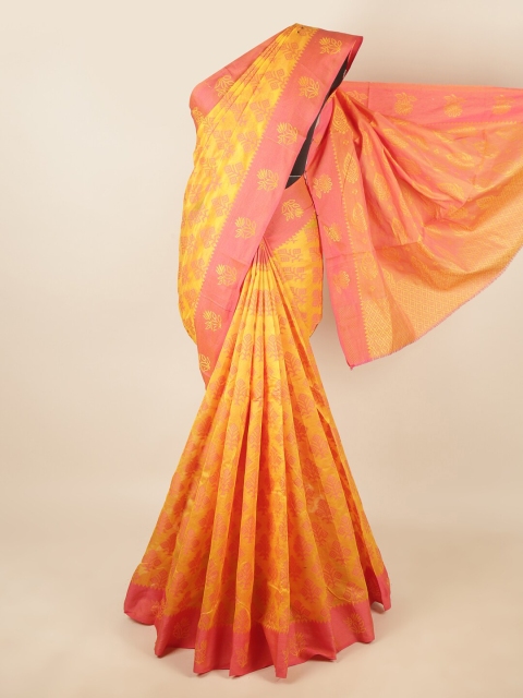 

Pothys Yellow & Pink Printed Saree