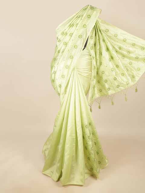 

Pothys Green Floral Embroidered Art Silk Saree