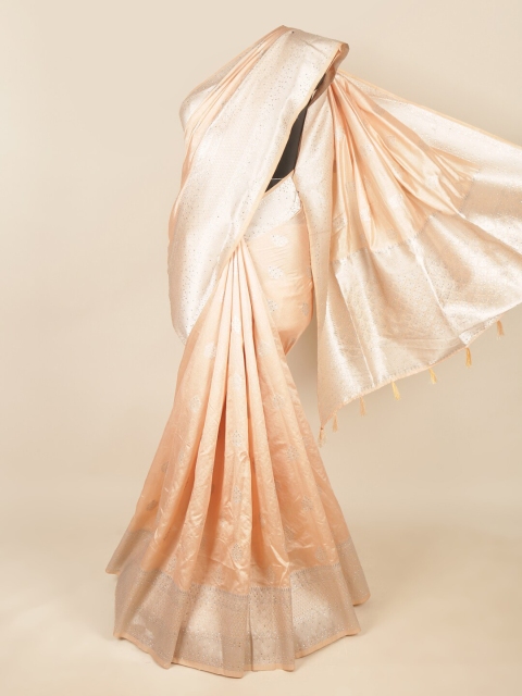 

Pothys Peach-Coloured & Silver Ethnic Motifs Zari Art Silk Saree