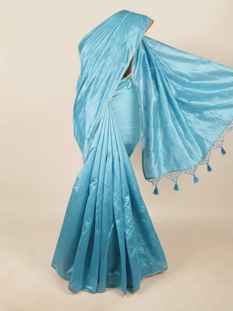 

Pothys Blue Floral Art Silk Saree