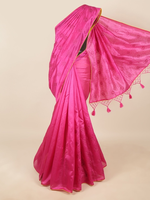 

Pothys Magenta & Yellow Floral Art Silk Saree