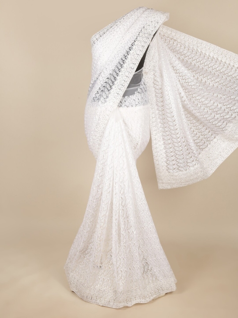 

Pothys White Embellished Net Saree